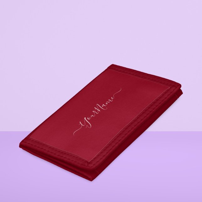  Your name -elegant script -red Trifold Wallet (Creator Uploaded)