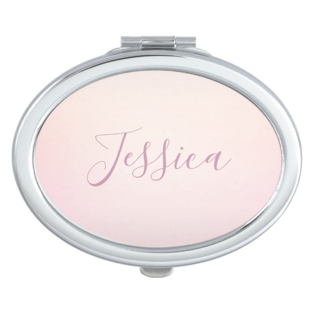 Your Name | Elegant Script Soft Ombre Compact Mirror (Front)