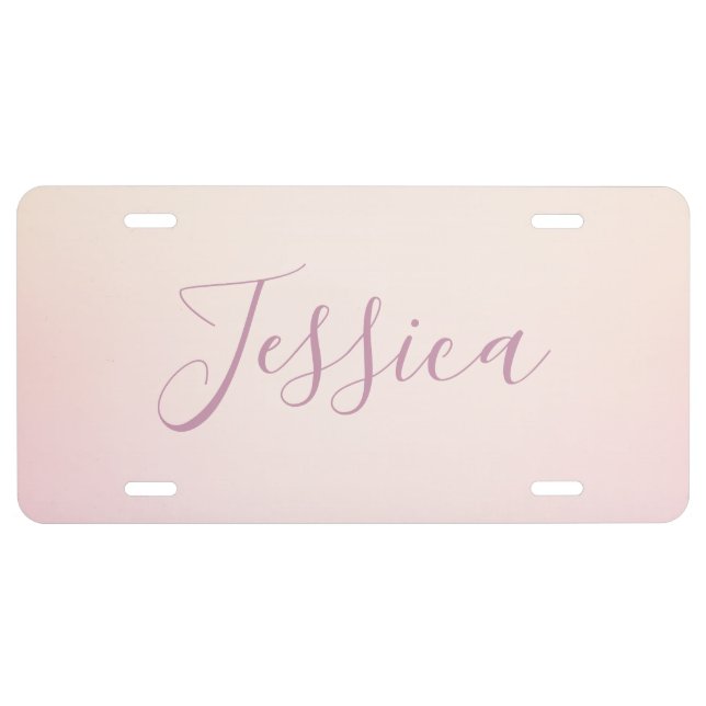 Your Name | Elegant Script Soft Ombre License Plate (Front)