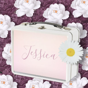Your Name Elegant Script Soft Ombre Metal Lunch Box