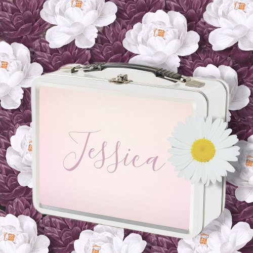 Your Name  Elegant Script Soft Ombre Metal Lunch Box