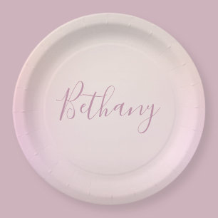 Your Name Elegant Script Soft Ombre Paper Plates