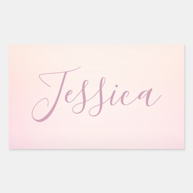 Your Name | Elegant Script Soft Ombre Rectangular Sticker (Front)
