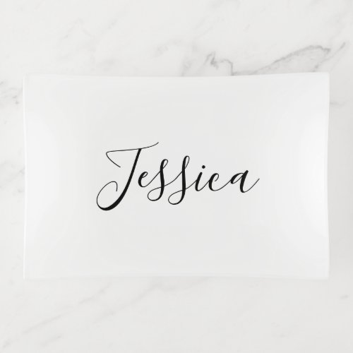 Your Name  Elegant Script Trinket Tray