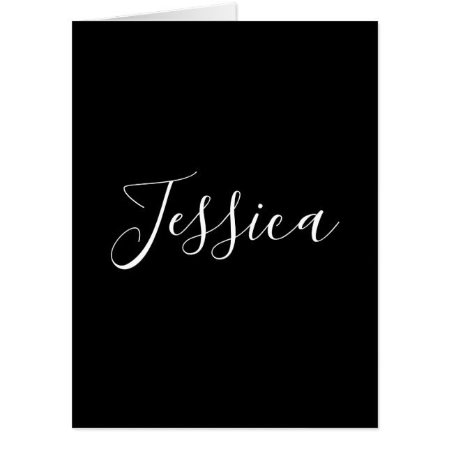 Your Name | Elegant White Script on Black Card (Front)