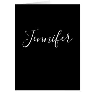 Your Name   Elegant White Script on Black Card