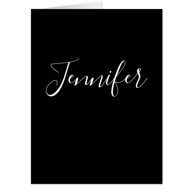 Your Name | Elegant White Script on Black Card (Front)