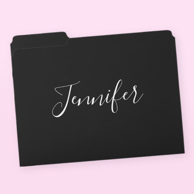 Your Name | Elegant White Script on Black File Folder (Creator Uploaded)