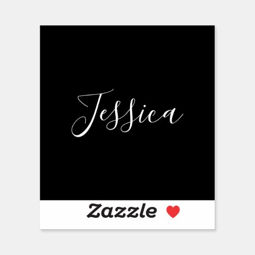 Your Name  Elegant White Script on Black Sticker