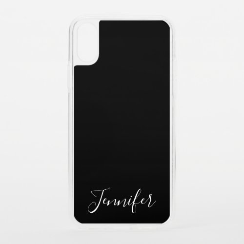 Your Name  Elegant White Script on Black iPhone XS Case