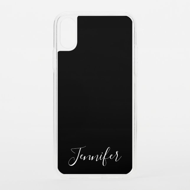 Your Name | Elegant White Script on Black Uncommon iPhone Case (Back)