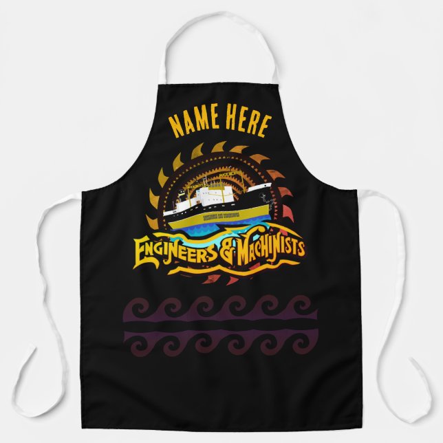 YOUR NAME Engineer and Machinist Boat Crew Work Apron (Front)