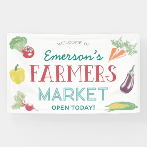Your Name Farmers Market Birthday Party Any Age Banner