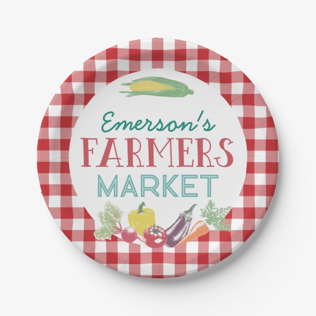 Your Name Farmers Market Birthday Party, Any Age Paper Plates (Front)