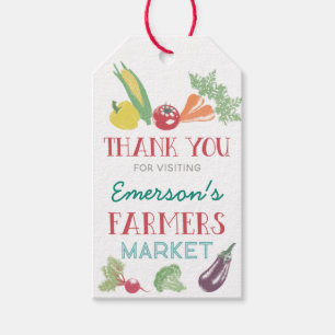 Your Name Farmers Market Birthday Thank You Favor Gift Tags