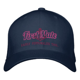 Your Name First Mate Nautical Anchor Embroidery Embroidered Baseball Hat