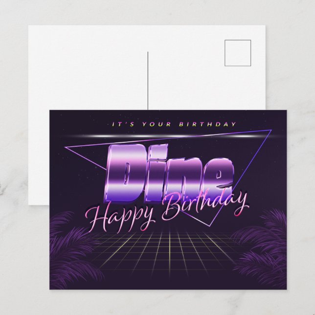 Your name First Name purple postcard birthday (Front/Back)