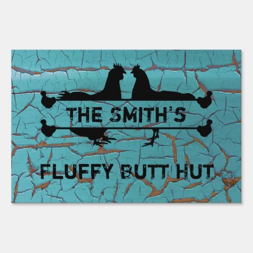 Your Name Fluffy Butt Hut Distressed Cracked Paint Sign