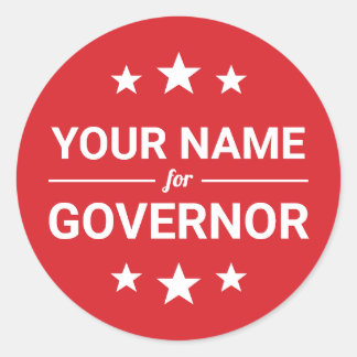 Your Name for Governor Custom Text & Colors Stars Classic Round Sticker
