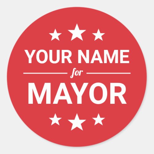 Your Name for Mayor Custom Text  Colors Stars Classic Round Sticker