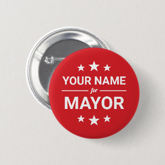 Your Name for Mayor Custom Text & Colors Stars Red Button