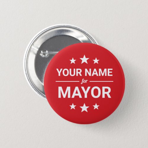 Your Name for Mayor Custom Text  Colors Stars Red Button