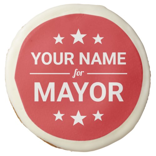 Your Name for Mayor Custom Text  Colors Stars Red Sugar Cookie