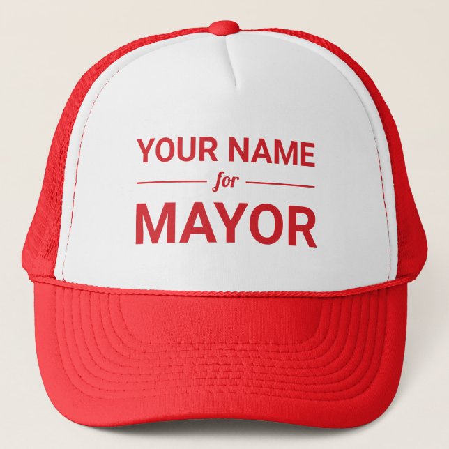 Your Name for Mayor Custom Text Election Support Trucker Hat (Front)