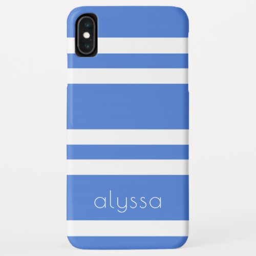 Your Name French Blue and White Double Stripes iPhone XS Max Case