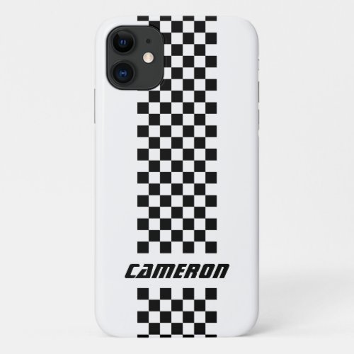 Your Name Fully Custom Colors Checkered Stripe iPhone 11 Case