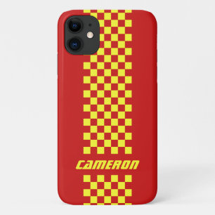 Your Name Fully Custom Colors Checkered Stripe iPhone 11 Case
