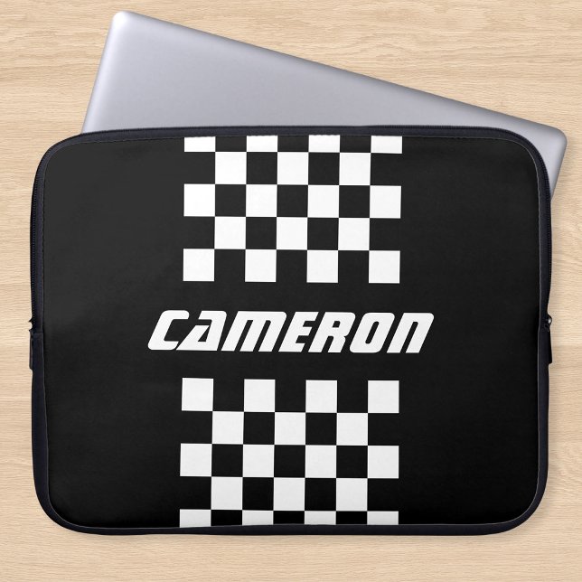Your Name Fully Custom Colors Checkered Stripe Laptop Sleeve (Creator Uploaded)