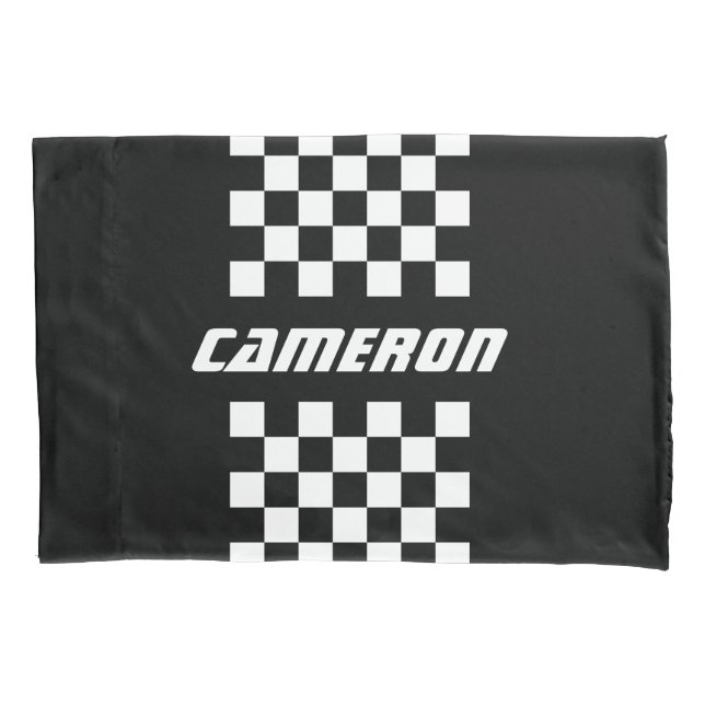 Your Name Fully Custom Colors Checkered Stripe Pillow Case (Front)