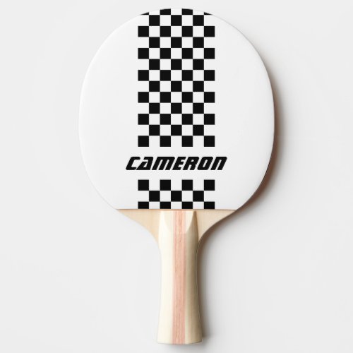 Your Name Fully Custom Colors Checkered Stripe Ping Pong Paddle