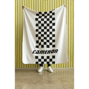 Your Name Fully Custom Colors Checkered Stripe Sherpa Blanket