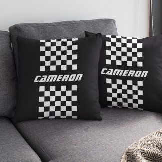 Your Name Fully Custom Colors Checkered Stripe Throw Pillow