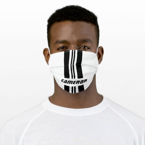 Your Name Fully Custom Colors Racing Stripes 1 Adult Cloth Face Mask