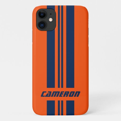 Your Name Fully Custom Colors Racing Stripes 1 iPhone 11 Case