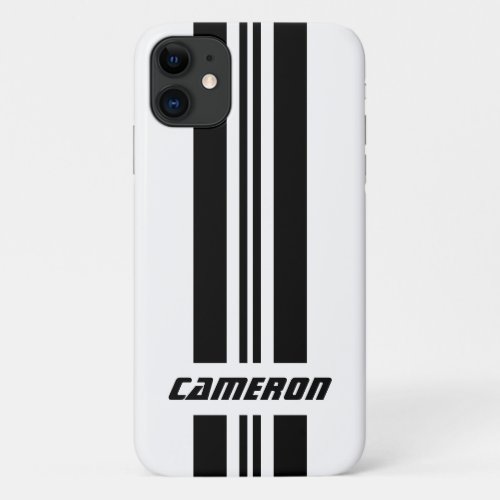 Your Name Fully Custom Colors Racing Stripes 1 iPhone 11 Case