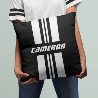 Your Name Fully Custom Colors Racing Stripes 1 Throw Pillow
