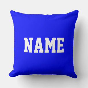 YOUR NAME Fun Athletic Text On Bright Royal Blue Throw Pillow
