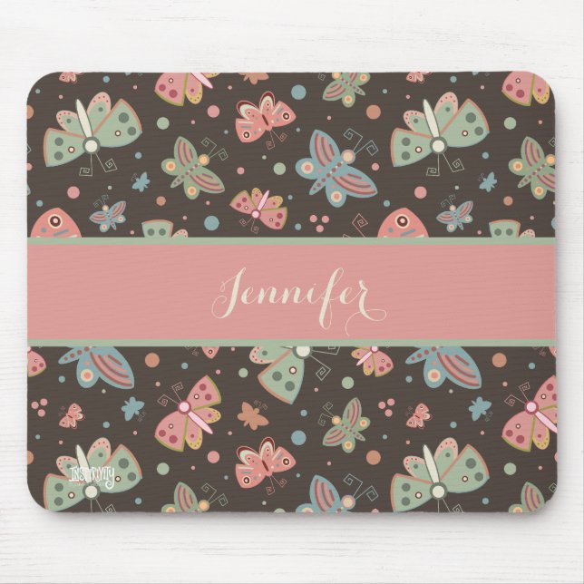 Your Name Fun Butterflies Pattern Inspirivity Mouse Pad (Front)