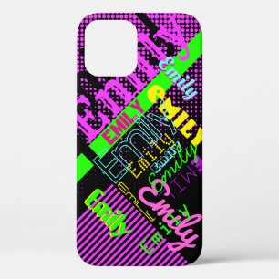 Your Name   Fun Colorful 80's 90's Retro Inspired iPhone 12 Case