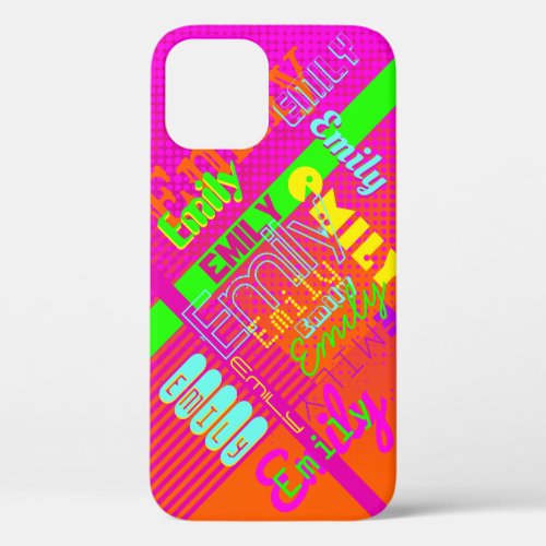 Your Name  Fun Colorful 80s 90s Retro Inspired iPhone 12 Case
