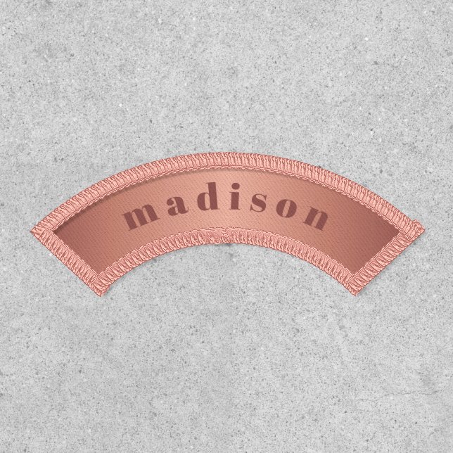 Your name girly pink rose gold modern typography patch (Front)
