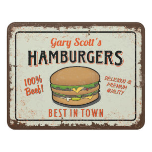 Your Name Hamburger Door Sign
