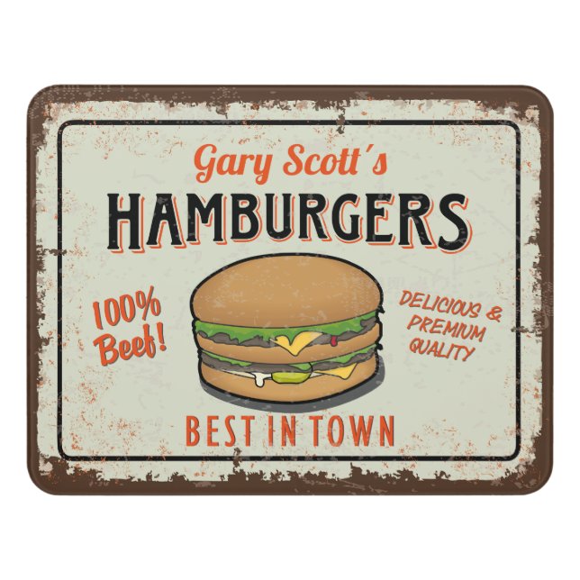 Your Name Hamburger Door Sign (Contemporary Front)