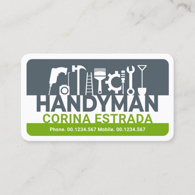 Your Name Handyman Tools Signage Business Card (Front)