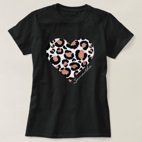Your Name Heart Leopard Cheetah Animal Pattern T_Shirt