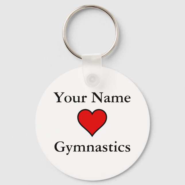 (Your Name) Hearts Gymnastics Keychain (Front)